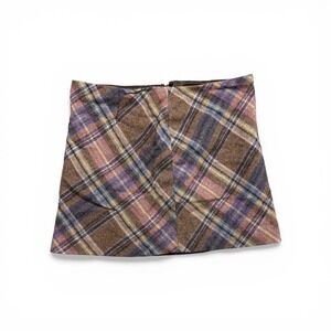 Gap Womens Brown Plaid Wool Mini Skirt Size 2 Tweed A-Line Lined RN54023